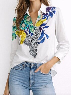 Etro Floral & Paisley Button Up Shirt Blouse
